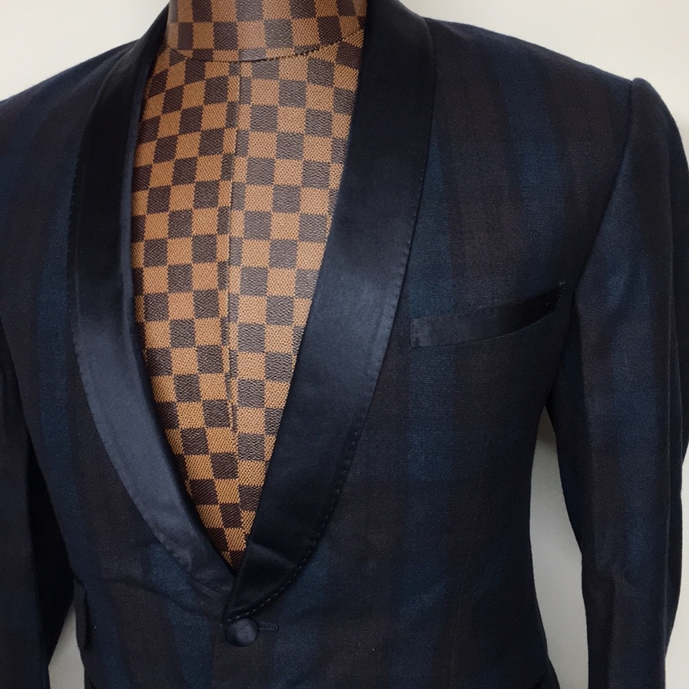 🔥🔥🔥Carlos Campos-Blue PLAID Wool Blazer 40R